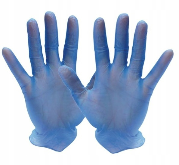 RĘKAWICE WINYLOWE BEZPUDROWE NIEB. M (100 SZT)
