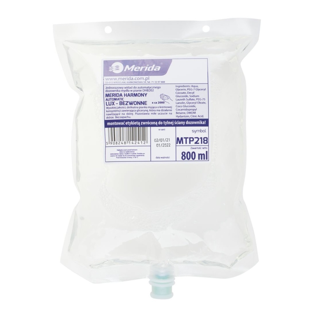 MERIDA MYDŁO W PIANIE HARMONY LUX BEZWONNE AUTOMATIC, WKŁAD 800 ML #MTP218