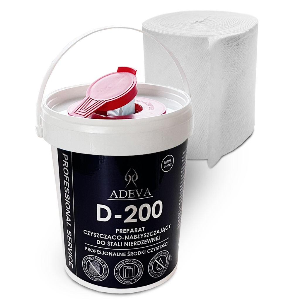 ADEVA D-200 WIPES 1L - CHUSTECZKI DO CZYSZCZENIA, NABŁYSZCZANIA I KONSERWACJI STALI NIERDZEWNEJ 100SZTUK